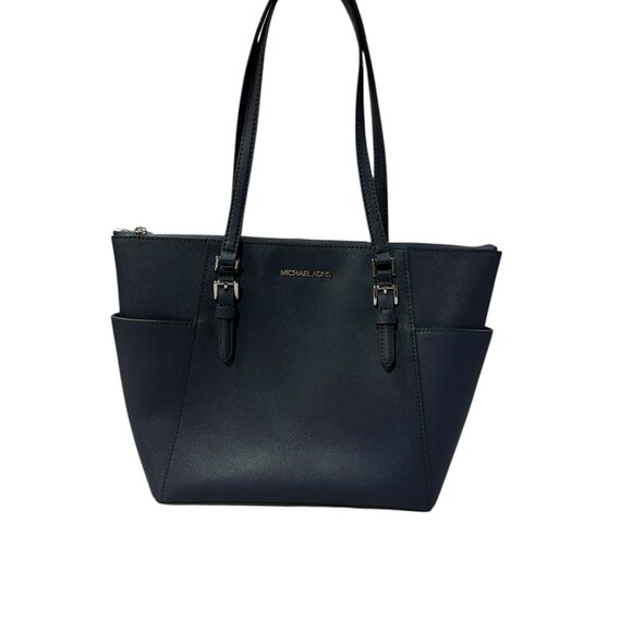 Michael Kors Large Saffiano Leather Top-Zip Tote - Navy - Picture 1 of 14